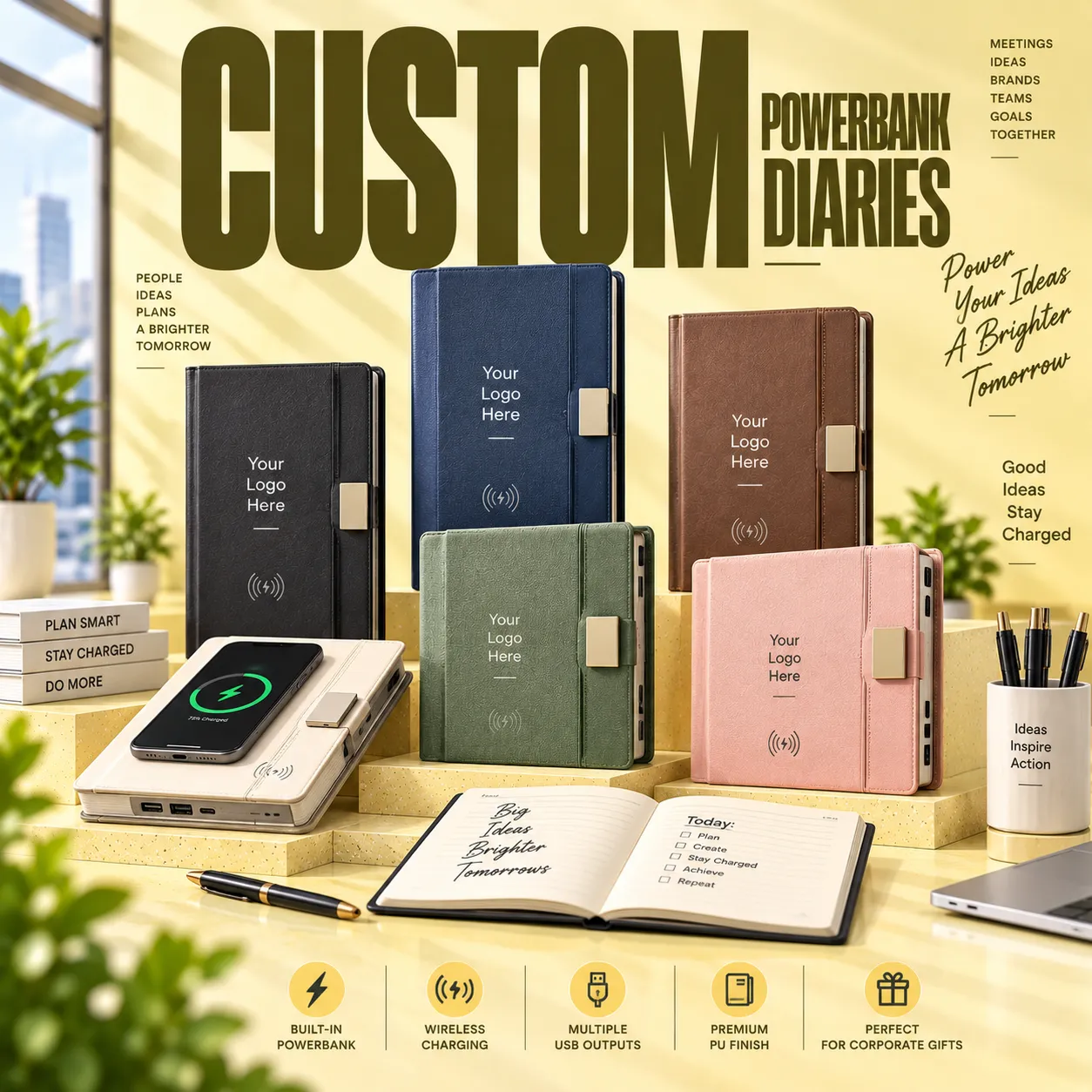 Premium everyday notebook: Detailed custom product presentation